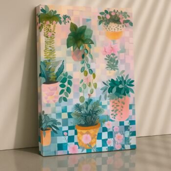 Hanging Plants Abstract botanical canvas print by Artfy Canvas – greenery canvas painting, wall paintings, artwork for wall décor