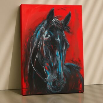 Midnight Gallop equestrian horse canvas print by Artfy Canvas – minimalist canvas painting, wall paintings, artwork for wall décor