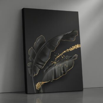 Golden Banana Leaves black & gold canvas print by Artfy Canvas – tropical leaf canvas painting, wall paintings, artwork for wall décor