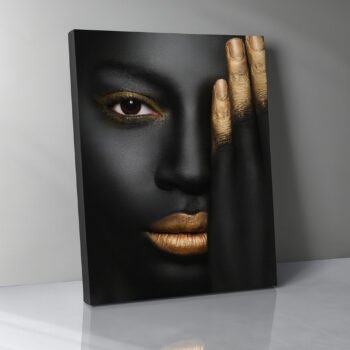 Golden Elegance Portrait black & gold canvas print by Artfy Canvas – luxury portrait canvas painting, wall paintings, artwork for wall décor