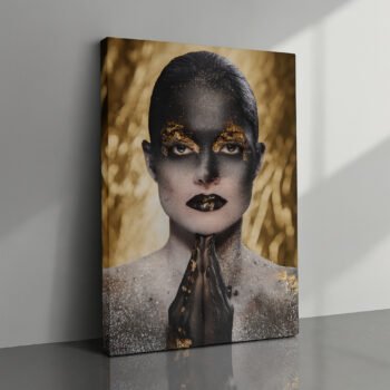 Enigmatic Gaze in Gold black & gold canvas print by Artfy Canvas – abstract portrait canvas painting, wall paintings, artwork for wall décor