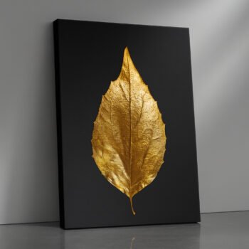 Golden Elegance Leaf black & gold canvas print by Artfy Canvas – abstract leaf canvas painting, wall paintings, artwork for wall décor