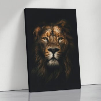 Regal Lion Portrait in Gold black & gold canvas print by Artfy Canvas – wildlife canvas painting, wall paintings, artwork for wall décor