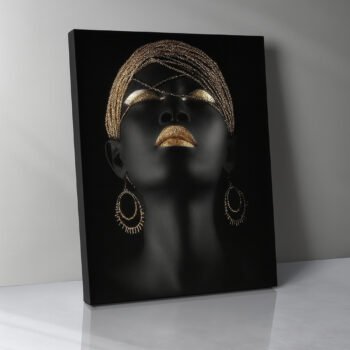 Regal Golden Gaze black & gold canvas print by Artfy Canvas – luxury portrait canvas painting, wall paintings, artwork for wall décor