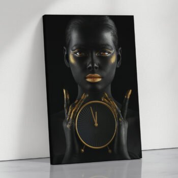 Midnight Gold Timeless Gaze black & gold canvas print by Artfy Canvas – luxury portrait canvas painting, wall paintings, artwork for wall décor