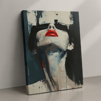 Crimson Gaze red abstract portrait canvas print by Artfy Canvas – modern canvas painting, wall paintings, artwork for wall décor