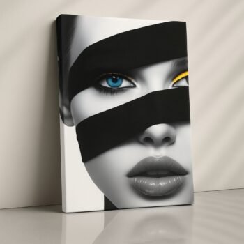Monochrome Gaze black and white portrait canvas print by Artfy Canvas – minimalist canvas painting, wall paintings, artwork for wall décor