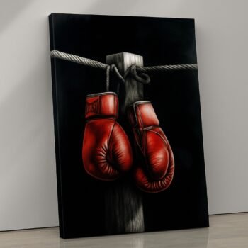 Crimson Gloves vintage boxing canvas print by Artfy Canvas – sports canvas painting, wall paintings, artwork for wall décor