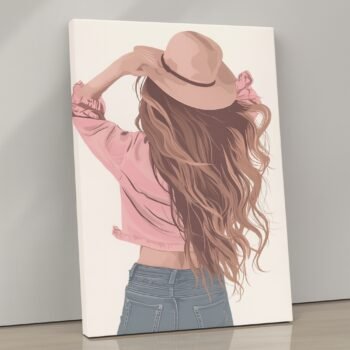 Backward Glance minimalist feminine portrait canvas print by Artfy Canvas – modern canvas painting, wall paintings, artwork for wall décor