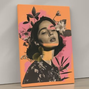 Vibrant Muse bold floral portrait canvas print by Artfy Canvas – modern portrait canvas painting, wall paintings, artwork for wall décor