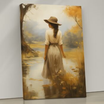 Golden Reflection autumn lake landscape canvas print by Artfy Canvas – seasonal landscape canvas painting, wall paintings, artwork for wall décor