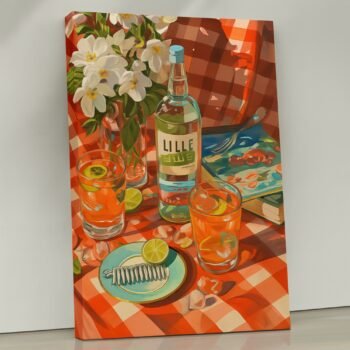 Summer Aperitif retro cocktail still life canvas print by Artfy Canvas – modern canvas painting, wall paintings, artwork for wall décor