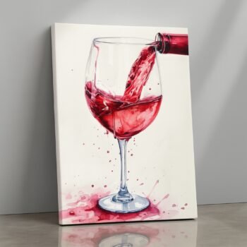 Crimson Pour modern wine canvas print by Artfy Canvas – bar and kitchen canvas painting, wall paintings, artwork for wall décor