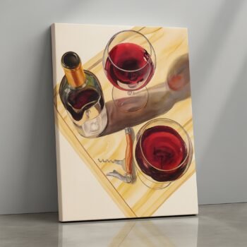 Bordeaux Reflections elegant wine glass canvas print by Artfy Canvas – bar wall canvas painting, wall paintings, artwork for wall décor