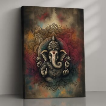 Mystic Mandala Blessings Ganesha religious canvas print by Artfy Canvas – mandala Hindu art canvas painting, wall paintings, artwork for Indian décor