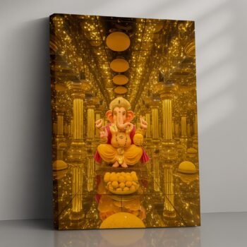 Mirror of Divine Prosperity Ganesha religious canvas print by Artfy Canvas – prosperity Hindu canvas painting, wall paintings, artwork for Indian décor