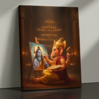 Artistic Devotion Ganesha religious canvas print by Artfy Canvas – devotional Hindu canvas painting, wall paintings, artwork for Indian décor