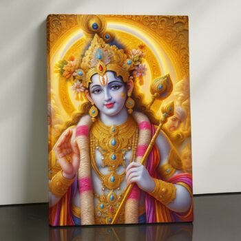 Radiant Grace Vishnu religious canvas print by Artfy Canvas – Hindu deity art canvas painting, wall paintings, artwork for Indian home décor