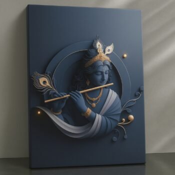 Midnight Rhapsody Krishna religious canvas print by Artfy Canvas – devotional Hindu deity canvas painting, wall paintings, artwork for Indian décor
