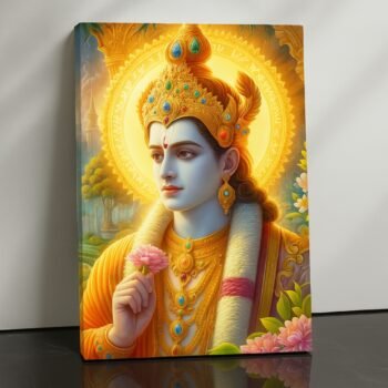Sacred Aura Rama religious canvas print by Artfy Canvas – Hindu deity Rama canvas painting, wall paintings, artwork for Indian spiritual décor