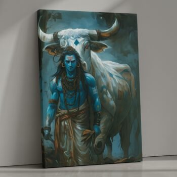 Divine Guardian Nandi Shiva religious canvas print by Artfy Canvas – spiritual Hindu canvas painting, wall paintings, artwork for Indian homes