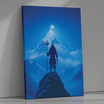 Himalayan Silence Shiva religious canvas print by Artfy Canvas – peaceful Hindu deity canvas painting, wall paintings, artwork for Indian home décor