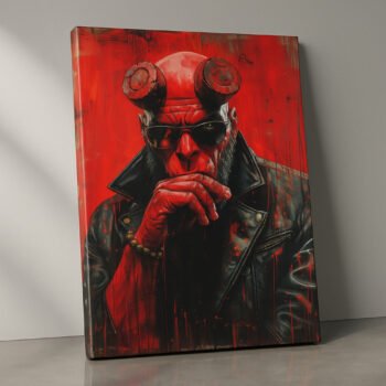 Hellfire Rebel Hellboy comic canvas print by Artfy Canvas – superhero villain canvas painting, wall paintings, artwork for wall décor