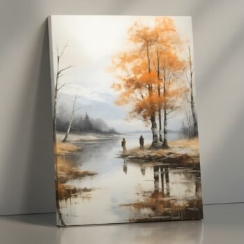 Autumn Reflections lake landscape canvas print by Artfy Canvas – tranquil canvas painting, wall paintings, artwork for wall décor