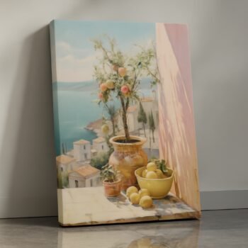 Citrus Balcony Mediterranean terrace canvas print by Artfy Canvas – modern nature canvas painting, wall paintings, artwork for wall décor