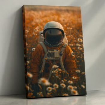 Fields of Solitude astronaut meadow canvas print by Artfy Canvas – modern space canvas painting, wall paintings, artwork for wall décor