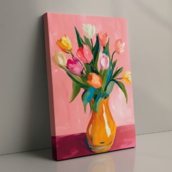 Tulip Reverie vibrant tulip floral canvas print by Artfy Canvas – flower canvas painting, wall paintings, artwork for wall décor