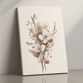 Sepia Petals minimalist floral canvas print by Artfy Canvas – modern flower canvas painting, wall paintings, artwork for wall décor