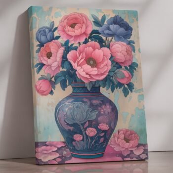 Peony Reverie oriental peony floral canvas print by Artfy Canvas – flower canvas painting, wall paintings, artwork for wall décor