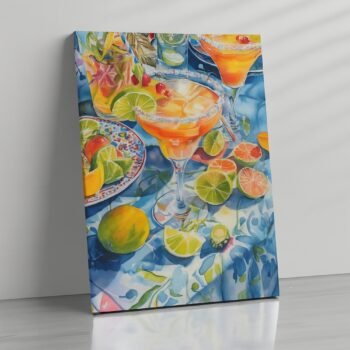 Citrus Fiesta pop art fruit celebration canvas print by Artfy Canvas – colorful modern canvas painting, wall paintings, artwork for wall décor