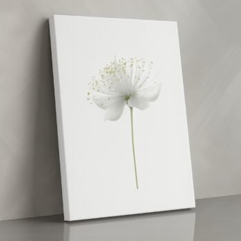 Whisper Bloom white floral canvas print by Artfy Canvas – minimalist flower canvas painting, wall paintings, artwork for wall décor