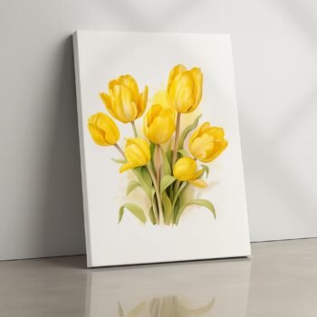 Golden Bloom yellow tulip floral canvas print by Artfy Canvas – flower canvas painting, wall paintings, artwork for wall décor