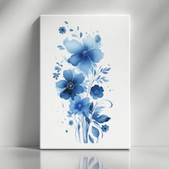Azure Bloom blue floral canvas print by Artfy Canvas – elegant flower canvas painting, wall paintings, artwork for wall décor