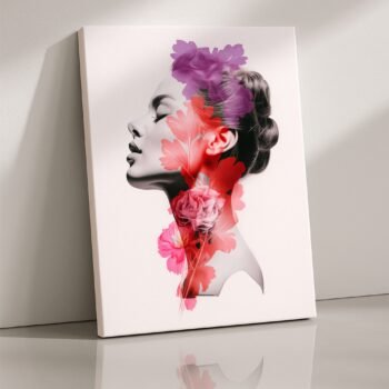 Petals of Poise Frida polygonal portrait canvas print by Artfy Canvas – cultural canvas painting, wall paintings, artwork for wall décor