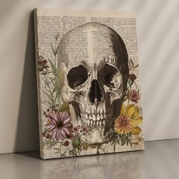 Bloom and Bone gothic floral canvas print by Artfy Canvas – dark floral canvas painting, wall paintings, artwork for wall décor