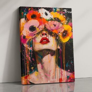 Bloom Over Bold neon feminine canvas print by Artfy Canvas – pop art portrait canvas painting, wall paintings, artwork for wall décor