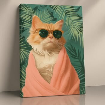 Meowjestic Retreat quirky cat canvas print by Artfy Canvas – fun animal portrait canvas painting, wall paintings, artwork for wall décor