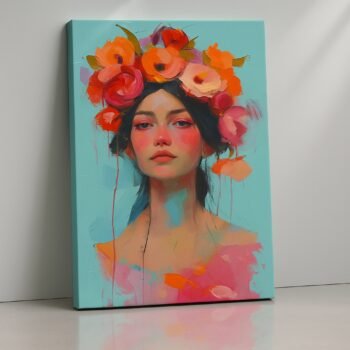 Crown of Coral Dreams floral portrait canvas print by Artfy Canvas – modern portrait canvas painting, wall paintings, artwork for wall décor