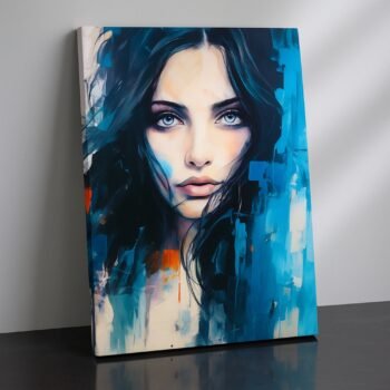 Ocean of Eyes abstract blue portrait canvas print by Artfy Canvas – surreal canvas painting, wall paintings, artwork for wall décor