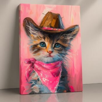 Sheriff Whiskers cowboy cat canvas print by Artfy Canvas – quirky animal canvas painting, wall paintings, artwork for wall décor