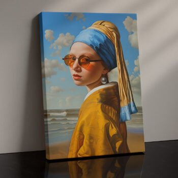 Coastal Pearl pearl earring portrait canvas print by Artfy Canvas – modern classic canvas painting, wall paintings, artwork for wall décor