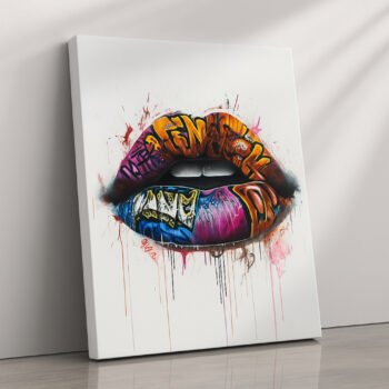 Graffiti Kiss urban lips graffiti canvas print by Artfy Canvas – street art canvas painting, wall paintings, artwork for wall décor