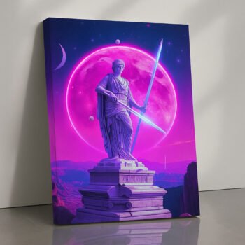 Lunar Sentinel neon goddess canvas print by Artfy Canvas – psychedelic canvas painting, wall paintings, artwork for wall décor
