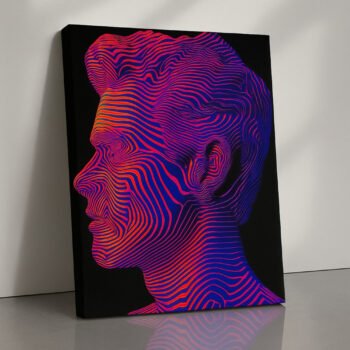 Neon Silhouette psychedelic line art canvas print by Artfy Canvas – abstract pop canvas painting, wall paintings, artwork for wall décor