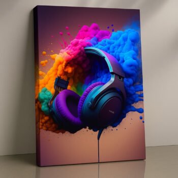 Sonic Bloom colorful headphones canvas print by Artfy Canvas – music pop art canvas painting, wall paintings, artwork for wall décor