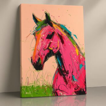 Neon Stallion abstract horse canvas print by Artfy Canvas – vibrant animal canvas painting, wall paintings, artwork for wall décor